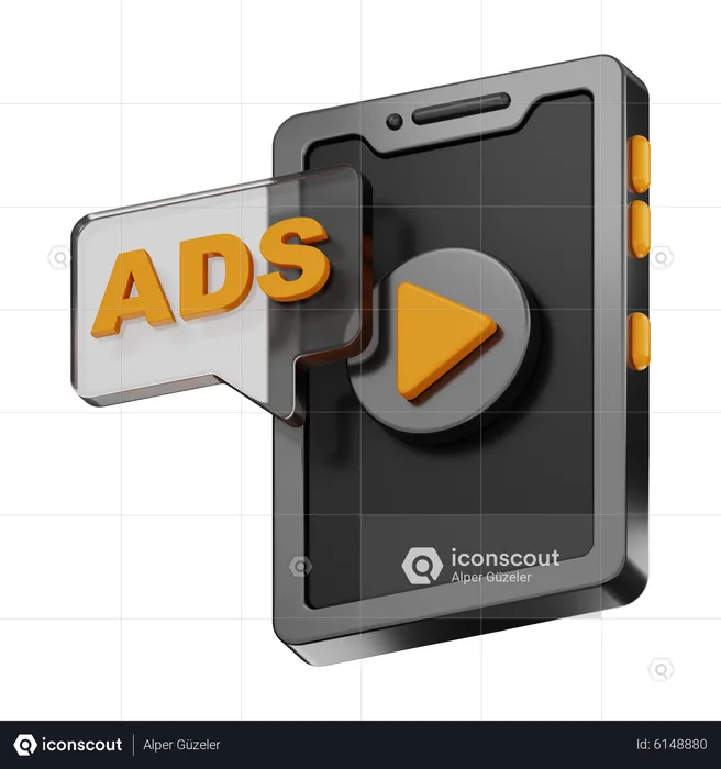 Mobile advertising video  3D Icon