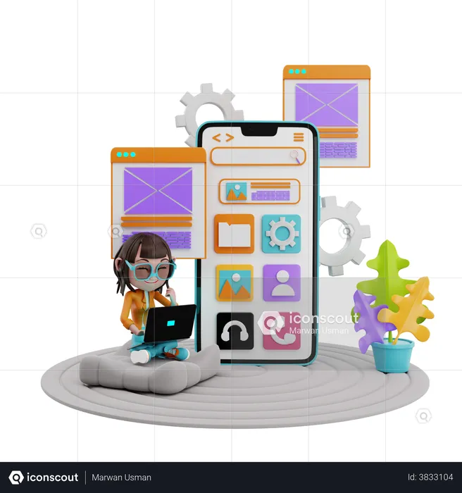 Mobile App Developer  3D Illustration
