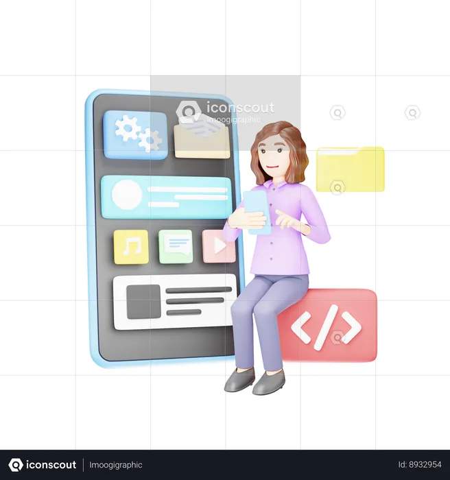 Mobile App Development  3D Illustration
