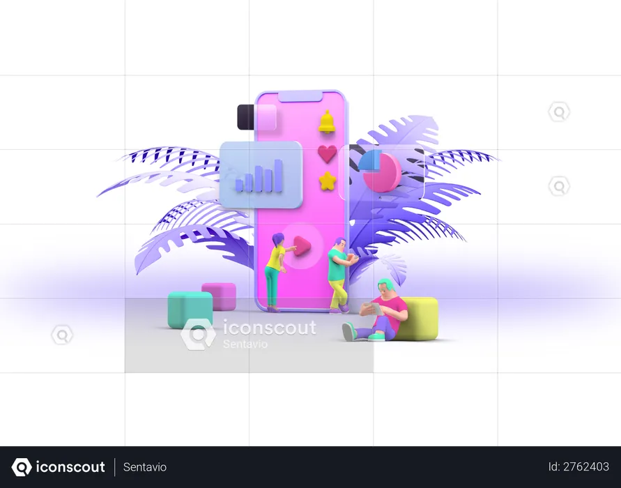 Mobile app development  3D Illustration