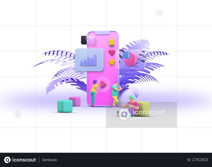 Mobile app development 3D Illustration