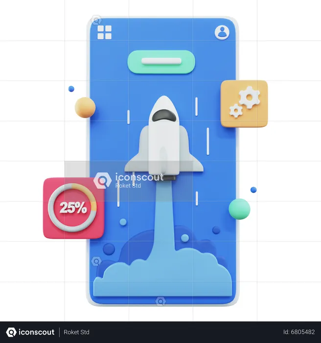 Mobile App Launcher  3D Illustration