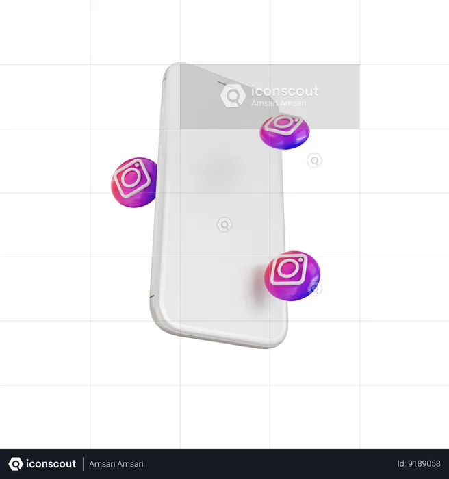 Mobile app with Instagram social media bubble shape buttons  3D Icon