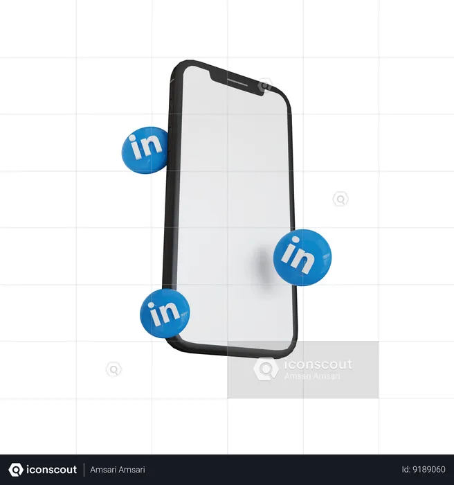 Mobile app with Linkedin social media bubble shape buttons  3D Icon