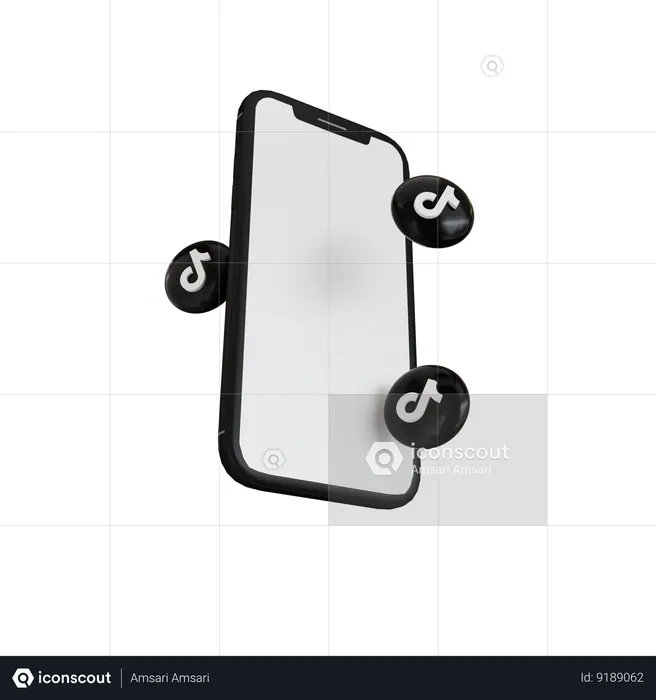 Mobile app with Tiktok social media bubble shape buttons  3D Icon