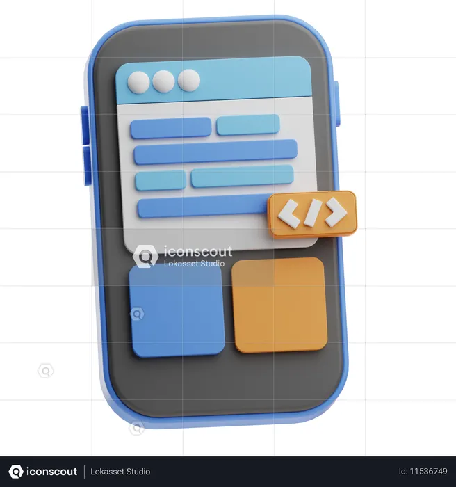 Mobile Application Coding  3D Icon