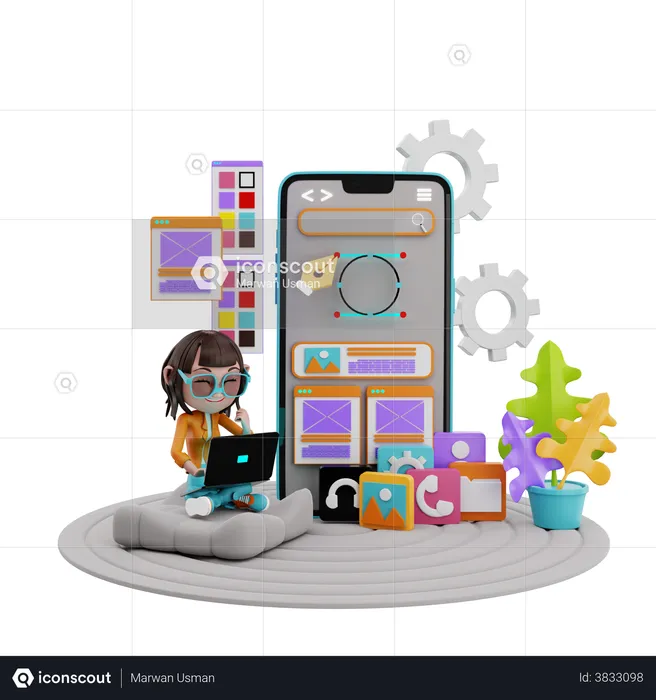 Mobile Application Development  3D Illustration