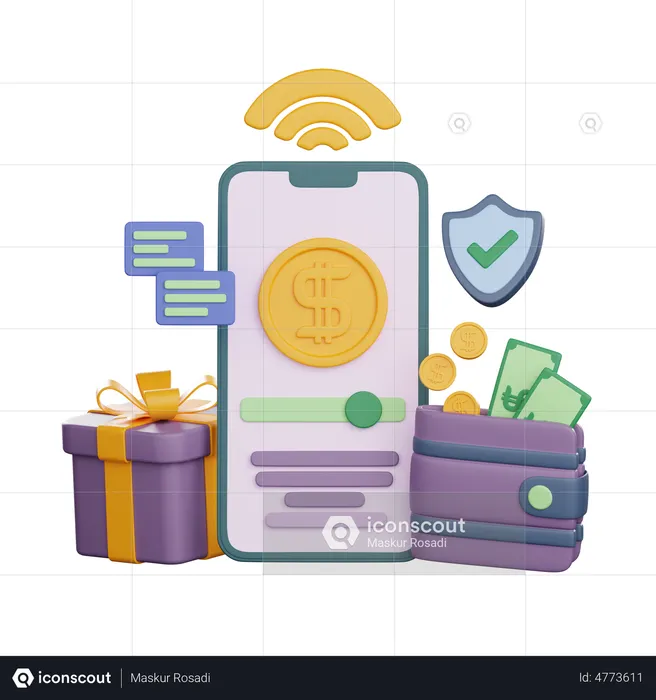 Mobile Banking App  3D Illustration