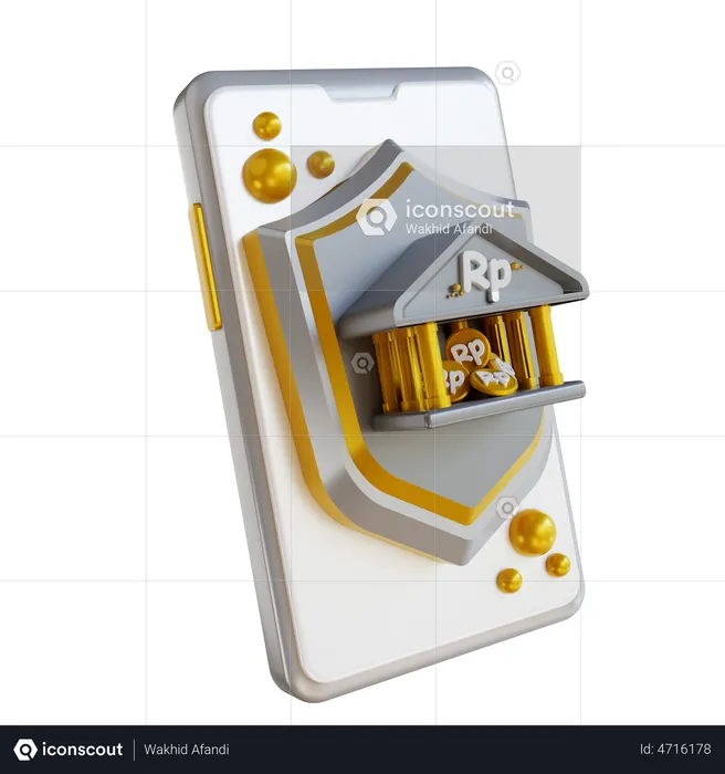 Mobile Banking Security  3D Icon