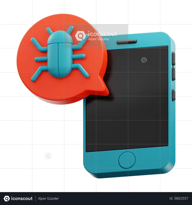 Mobile Bug Message  3D Icon