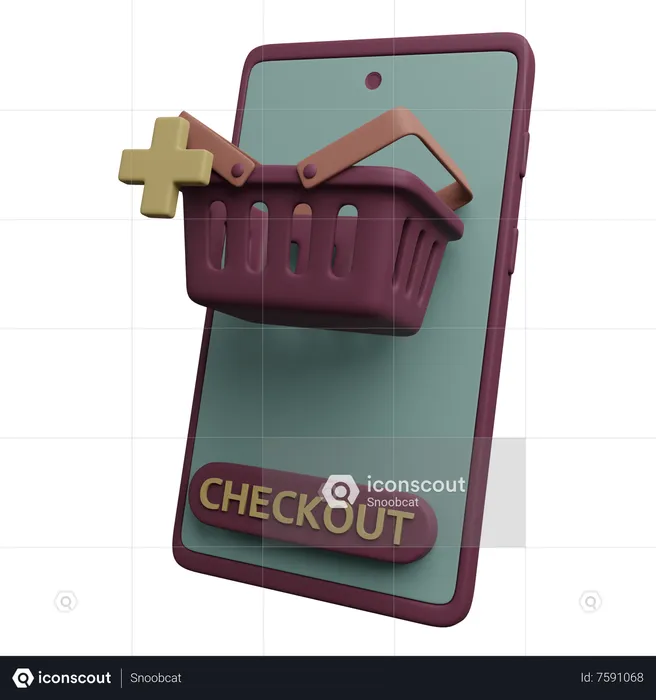 Mobile Check Out  3D Icon