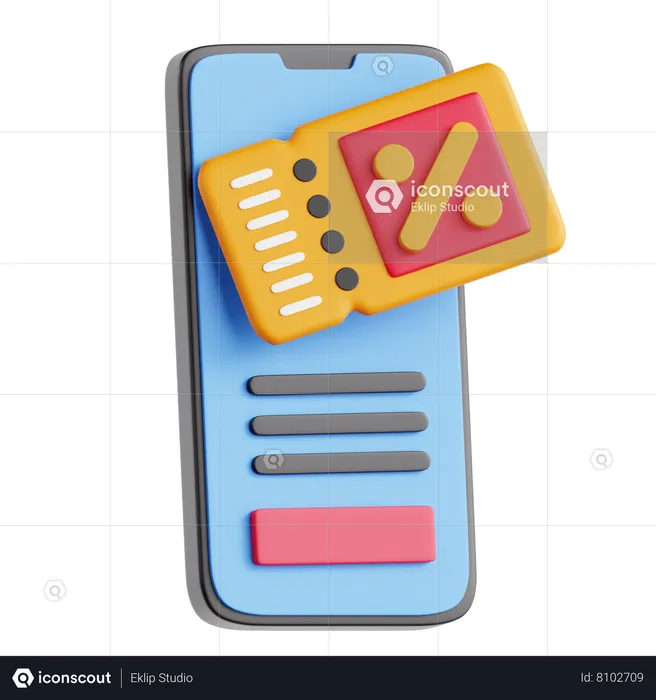 Mobile Coupon App  3D Icon