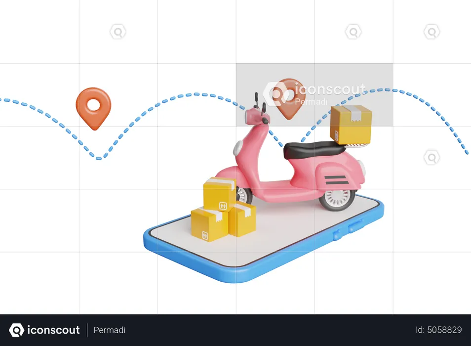Mobile delivery location tracking app  3D Illustration