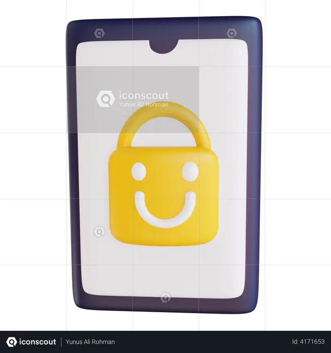 Mobile Face Lock  3D Illustration