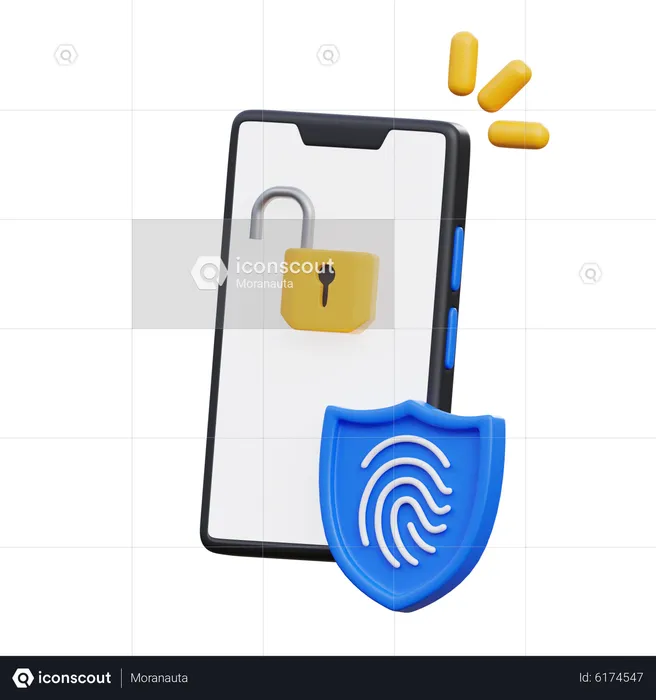 Mobile Fingerprint Key  3D Icon