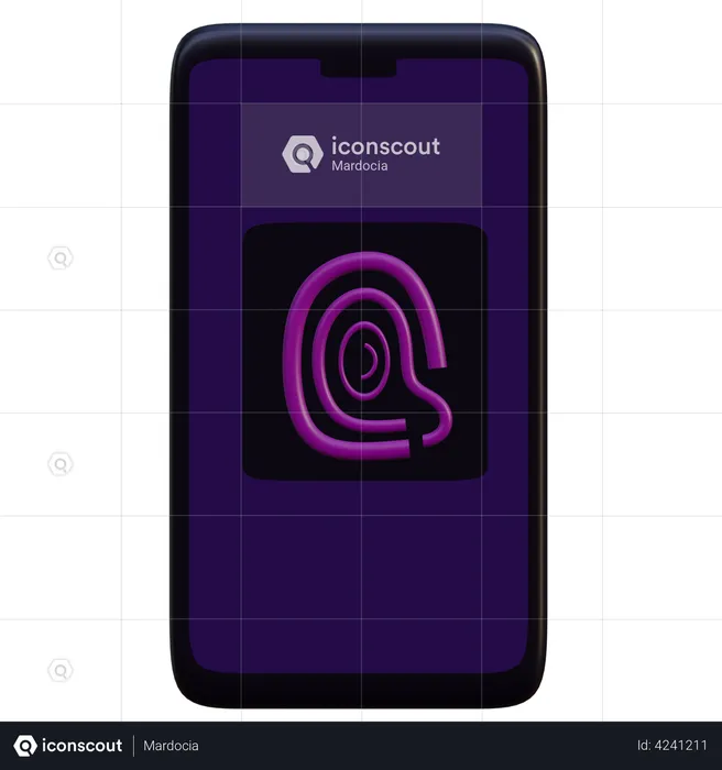 Mobile Fingerprint Lock  3D Illustration