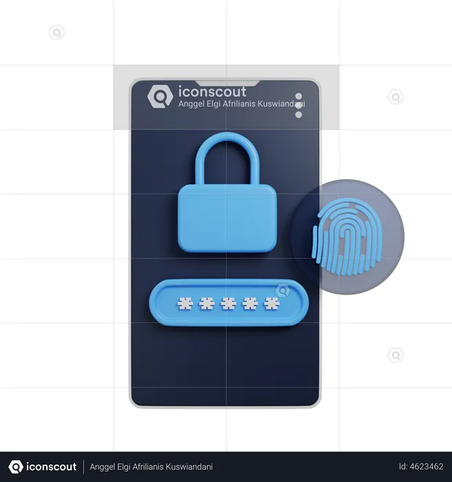 Mobile Fingerprint Lock  3D Illustration