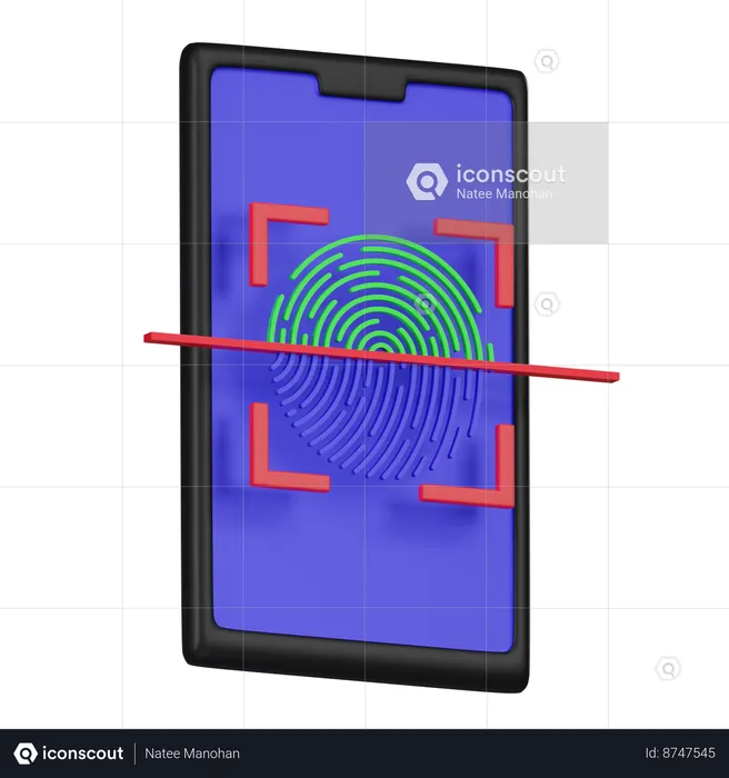 Mobile Fingerprint Scan  3D Icon