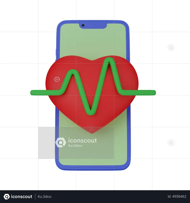 Mobile heart rate  3D Icon