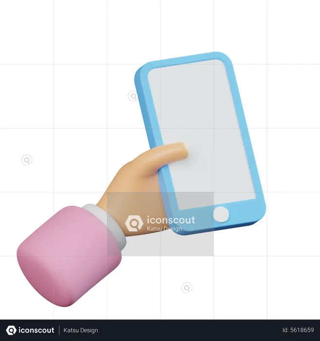 Mobile Holding Hand  3D Icon