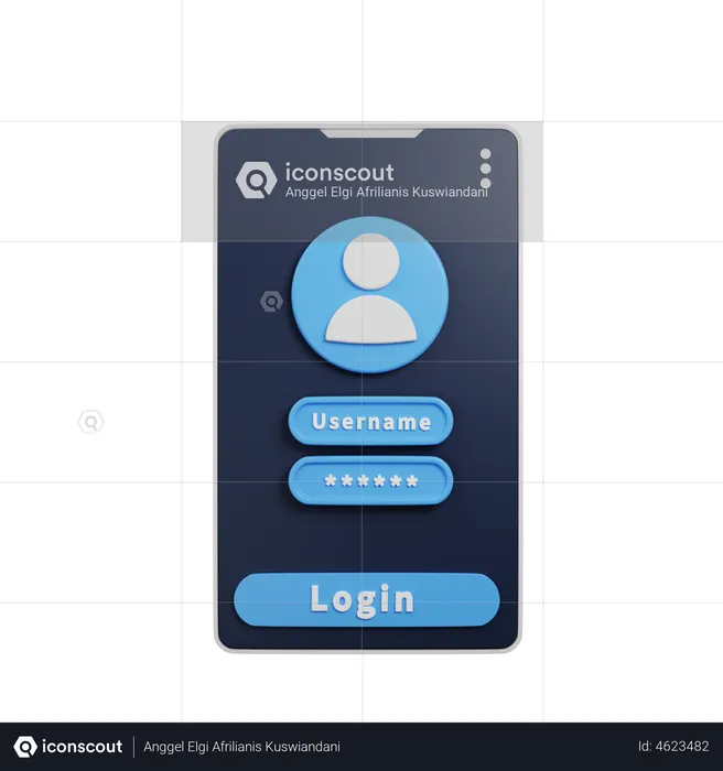 Mobile Login  3D Illustration