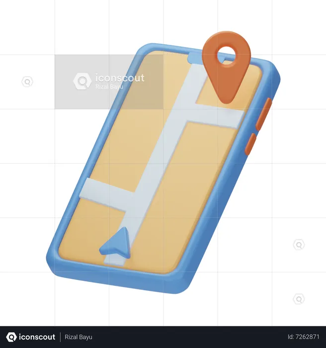 Mobile Map  3D Icon