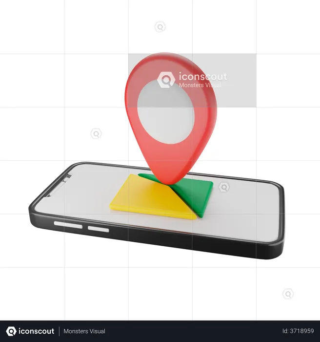 Mobile Map  3D Illustration