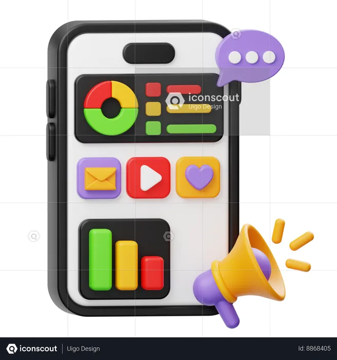 Mobile Marketing  3D Icon