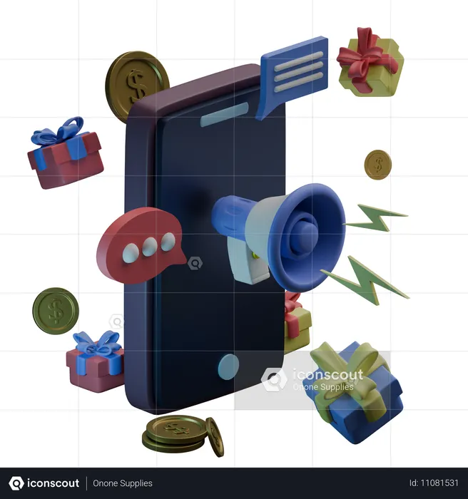 Mobile Marketing  3D Icon