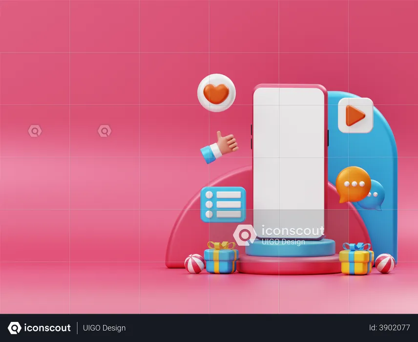 Mobile Mockup For Social media Advertising  3D Illustration