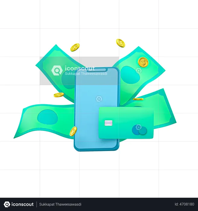 Mobile Money  3D Illustration