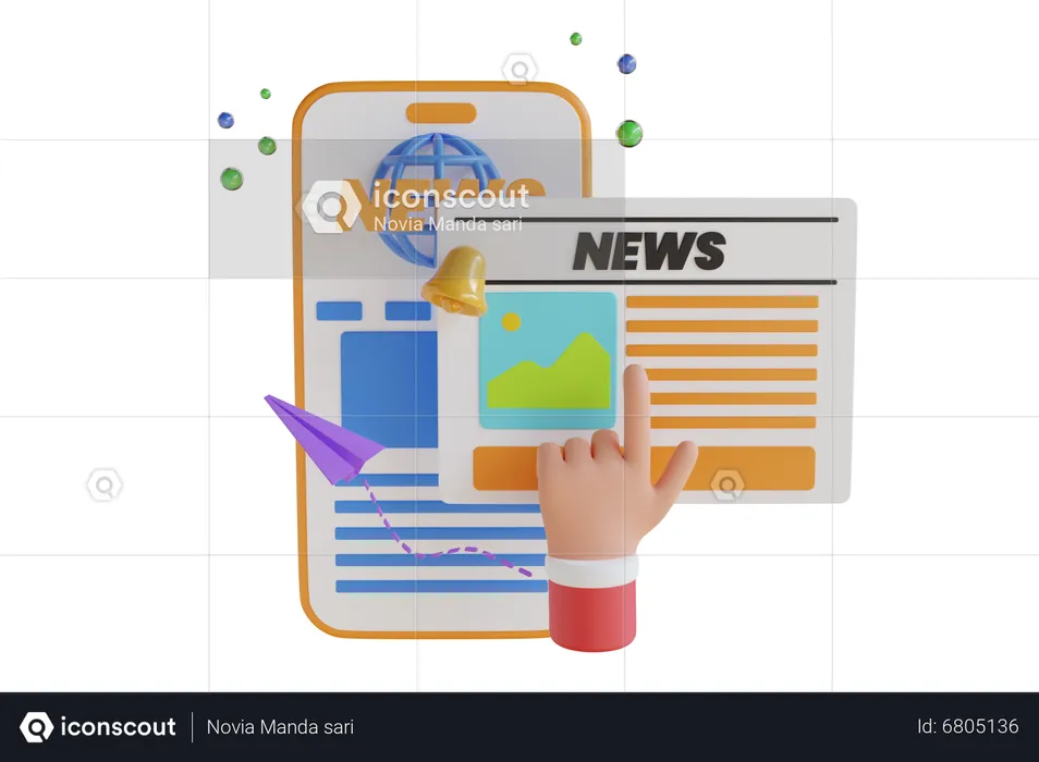 Mobile news application  3D Illustration