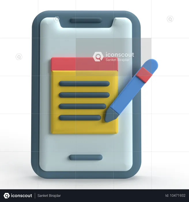 Mobile Notes  3D Icon