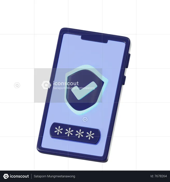Mobile Password  3D Icon