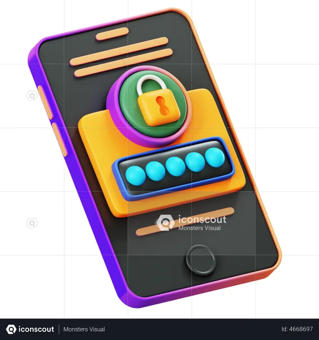 Mobile Password  3D Illustration
