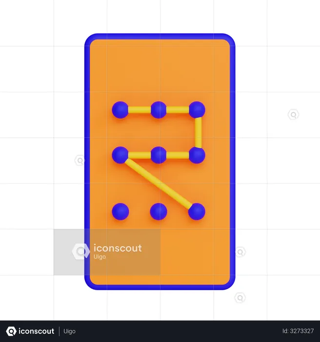 Mobile Pattern Lock  3D Illustration