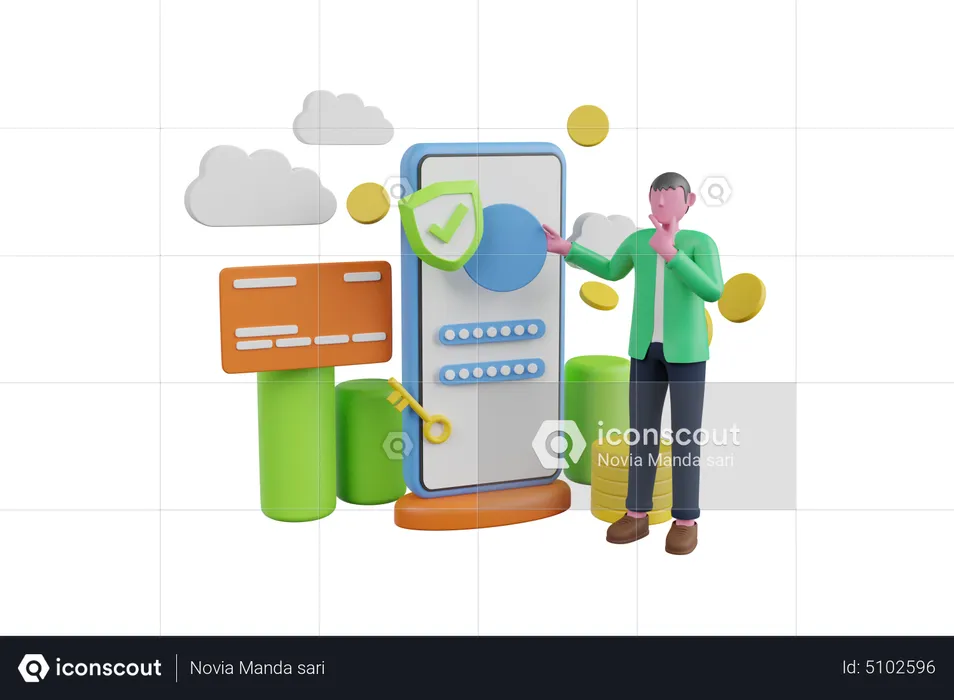 Mobile payment via credit card  3D Illustration