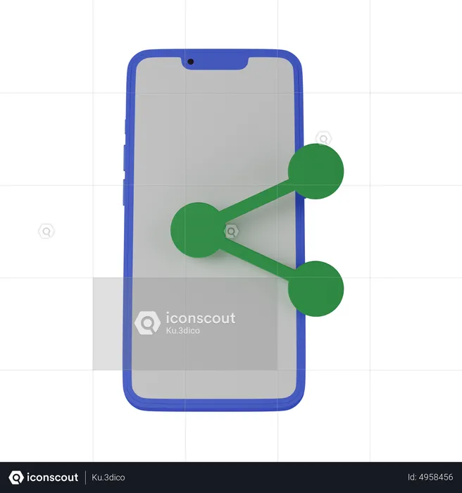 Mobile phone with share  3D Icon
