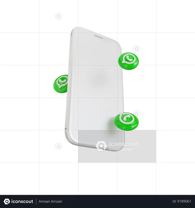 Mobile phone with whatsapp bubble shaped buttons  3D Icon