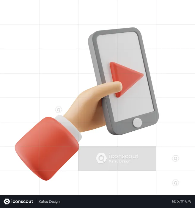 Mobile Playlist Holding Hand  3D Icon