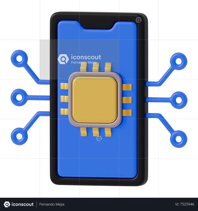 Mobile Processor Chip  3D Icon