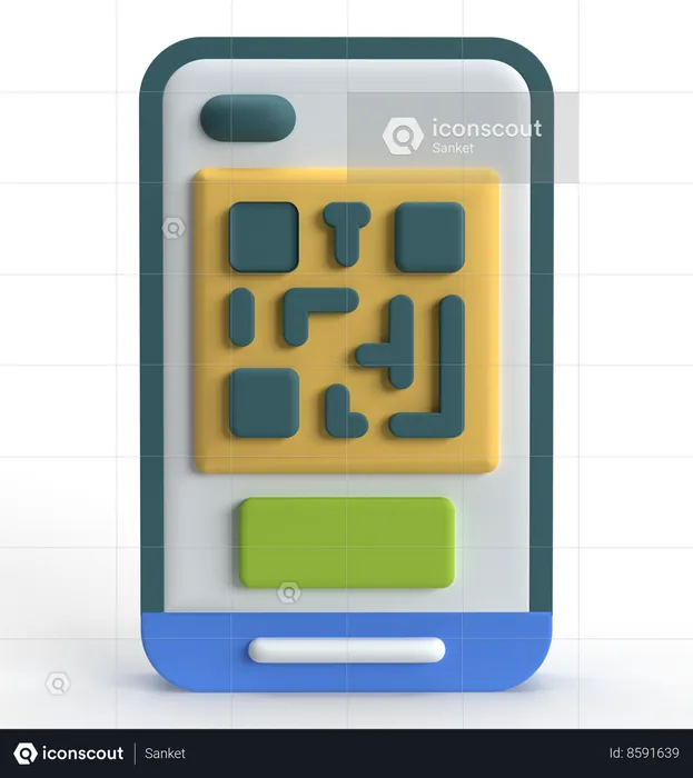 Mobile QR Code  3D Icon