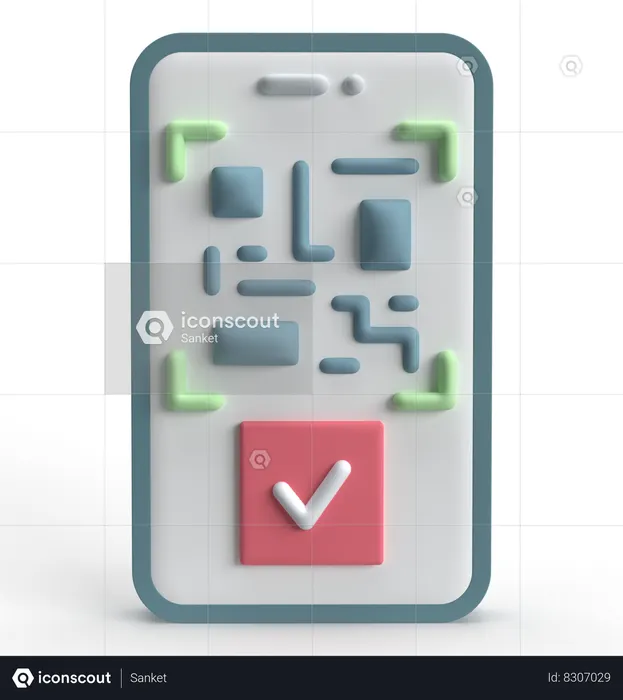 Mobile QR Code  3D Icon