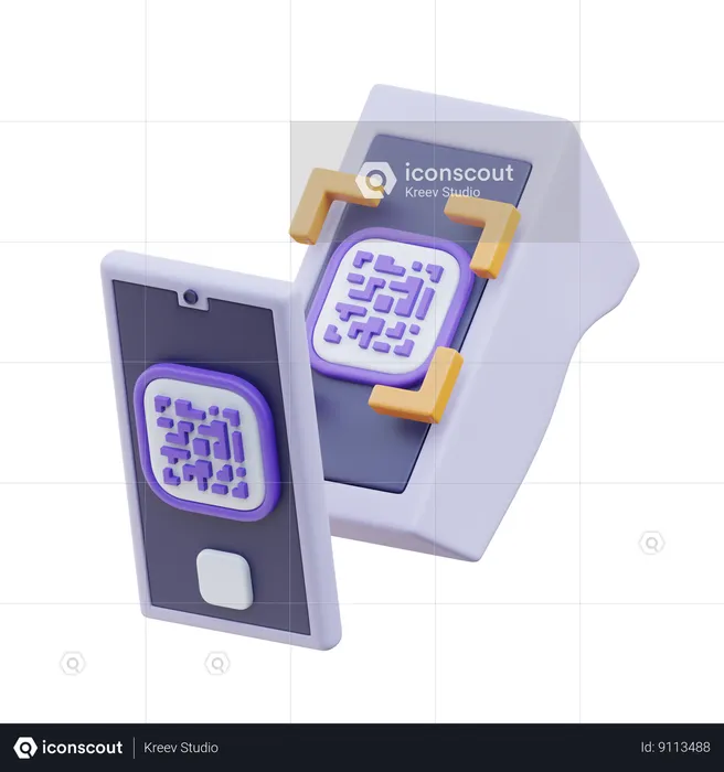 Mobile QR Code Payment  3D Icon