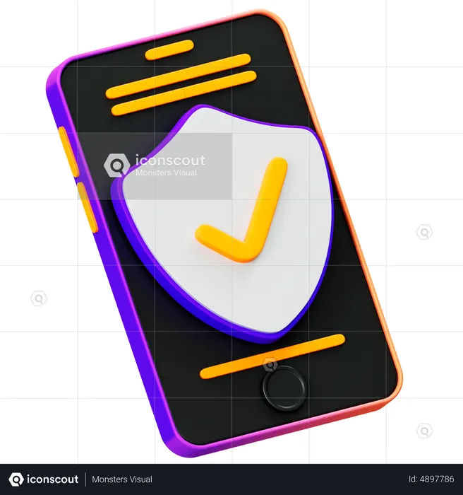 Mobile Secuirty  3D Icon