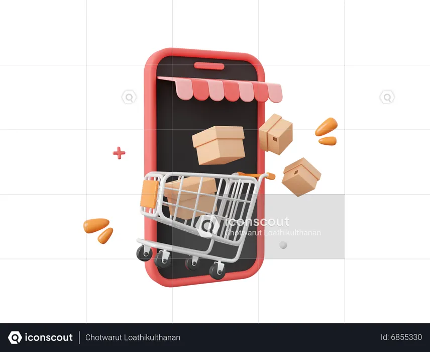 Mobile Shopping  3D Icon