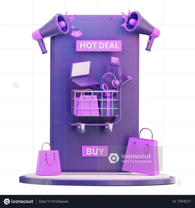 Mobile Shopping  3D Icon