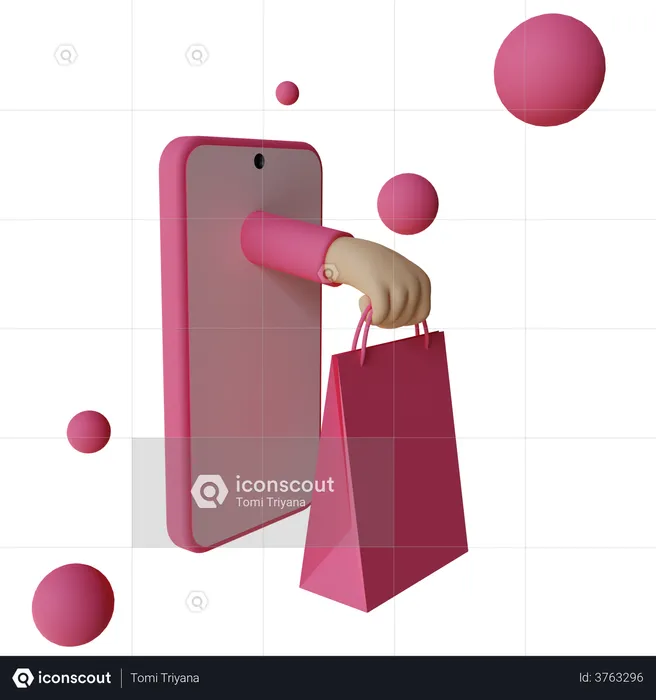 Mobile Shopping  3D Illustration