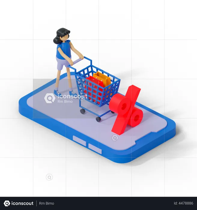 Mobile Shopping  3D Illustration