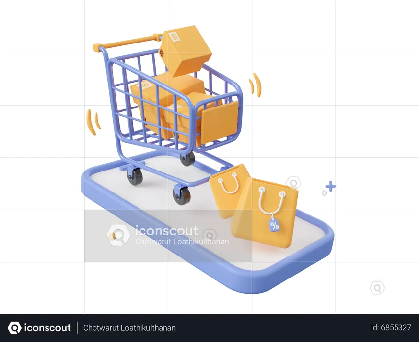 Compras pelo celular  3D Icon